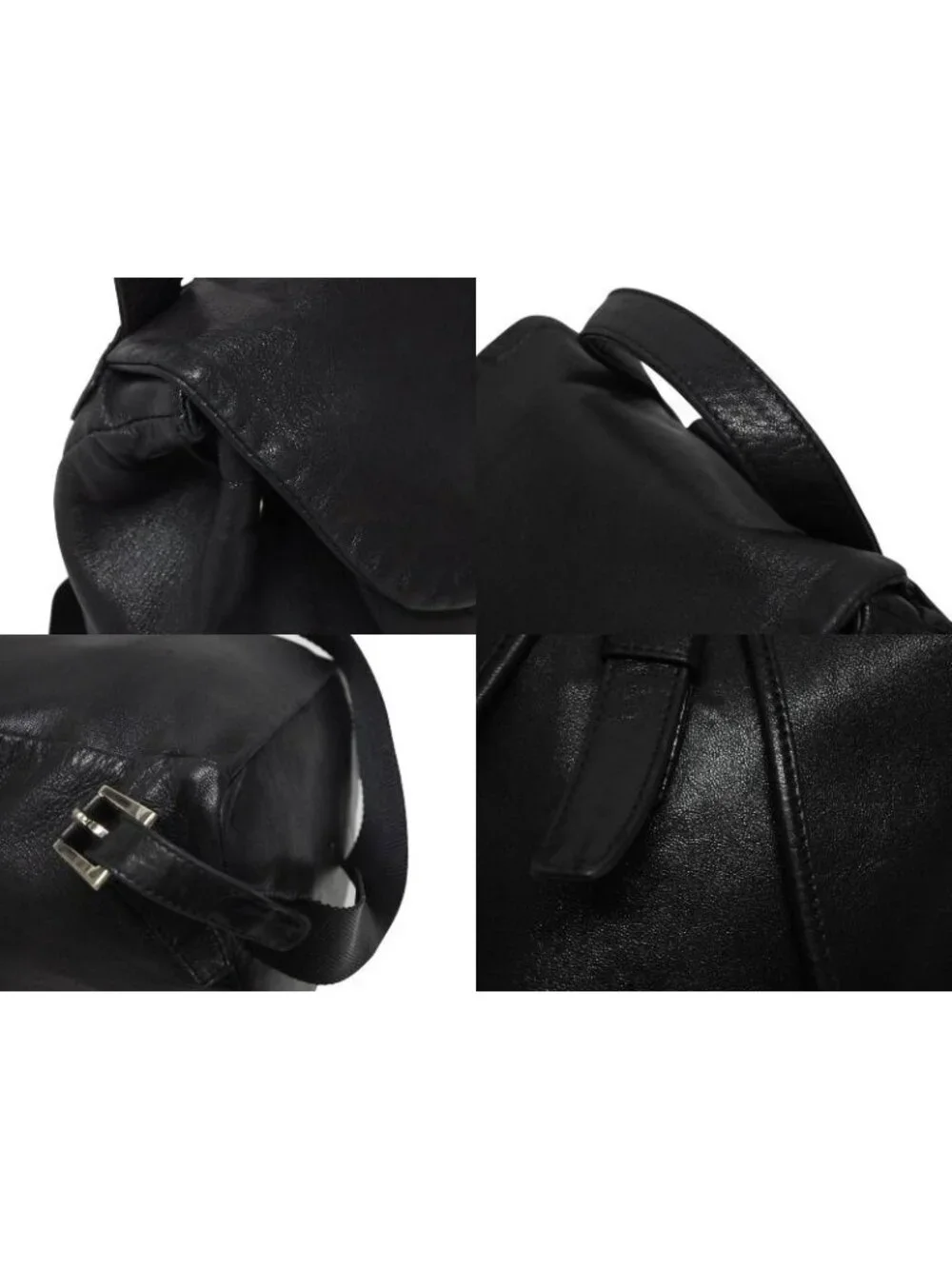 Prada Backpack Triangle Plate Logo Black Silver Leather 4